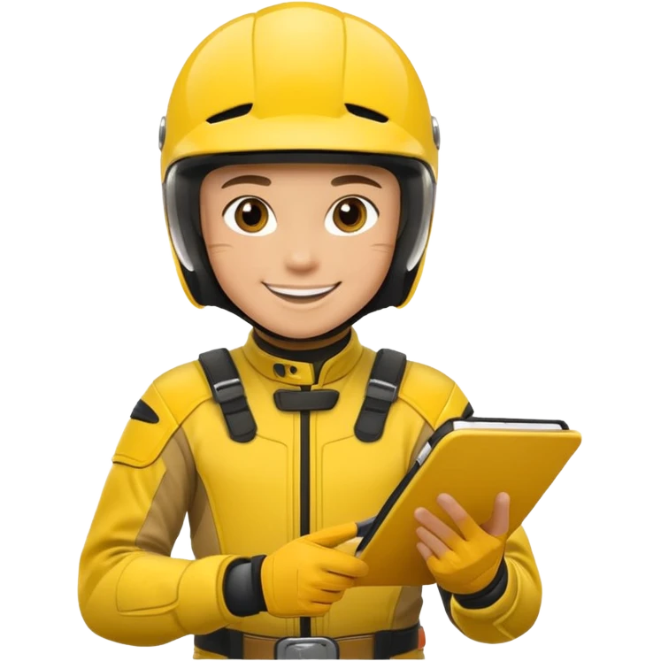dirtbike rider in yellow gear signing autographs emoji