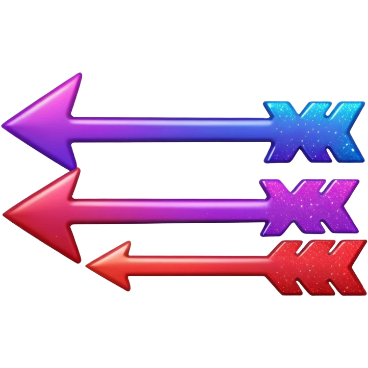 color gradient between red and purple glitter arrow emoji