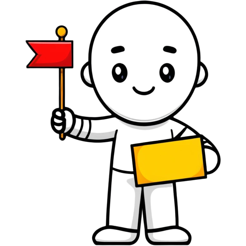 Friendly cartoon character holding an introduction sign emoji