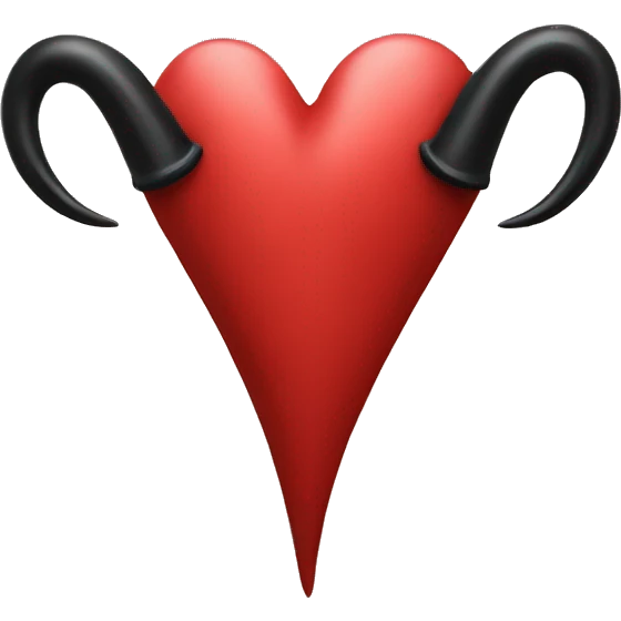 Just simple Red heart with black horns and tail  emoji