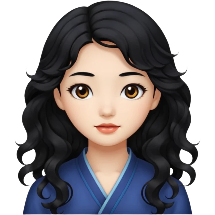 Beautiful girl,Black hair,wavy hair，long hair,Black eyes,Chinese emoji