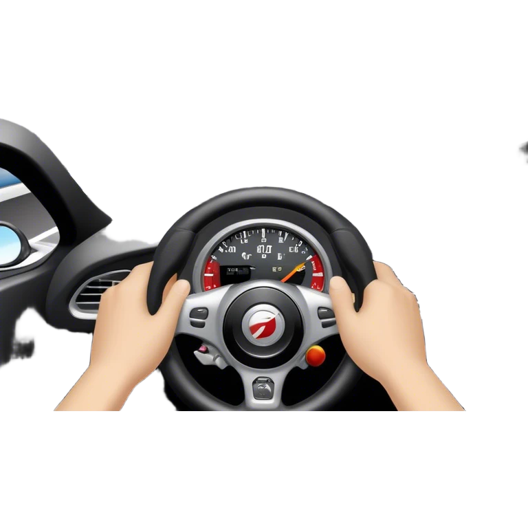 An icon showing a racing game interface, inspired by Grand Turismo. The design features a garage with a selection of high-performance cars, along with race track visuals in the background. Speedometer, lap timer, and other HUD elements add to the excitement. Transparent background emoji