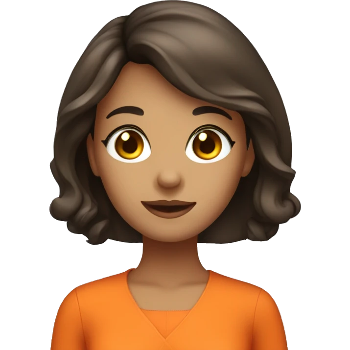 brunette girl in orange dress emoji