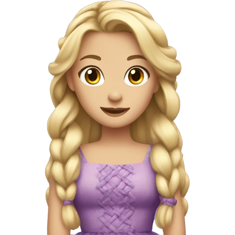 Purple dress, long blonde hair in a braid with flowers princess emoji