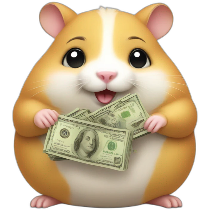 Fat hamster giving a lot of money emoji