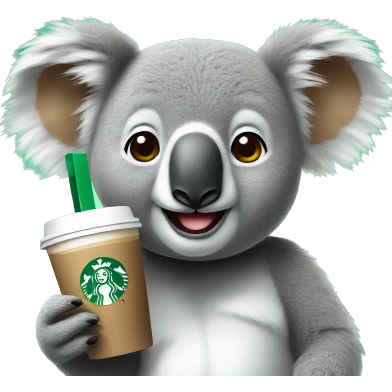 Koala drinking starbucks cold coffee emoji
