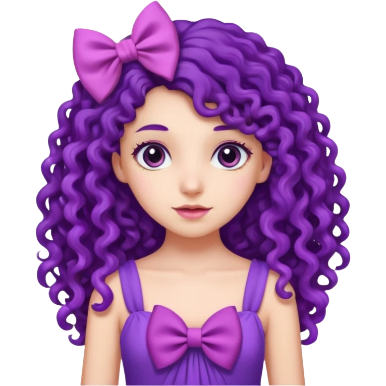 purple long curly haired girl with bow emoji