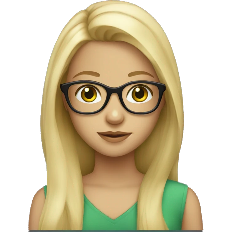 blond girl with glasses and long hair green eyes emoji