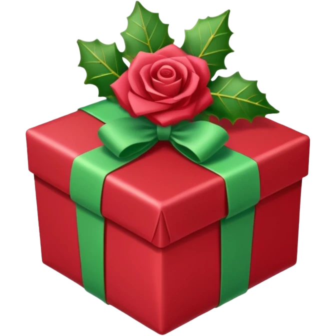 christmas gift with mistletoe magic color and peppermint rose color bow emoji