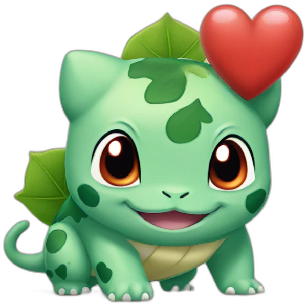Bulbasaur with heart emoji