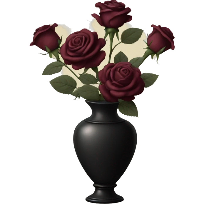 Vintage black and burgundy roses in vase emoji