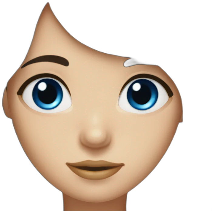 Dark brown long hair bangs girl with blue eyes emoji