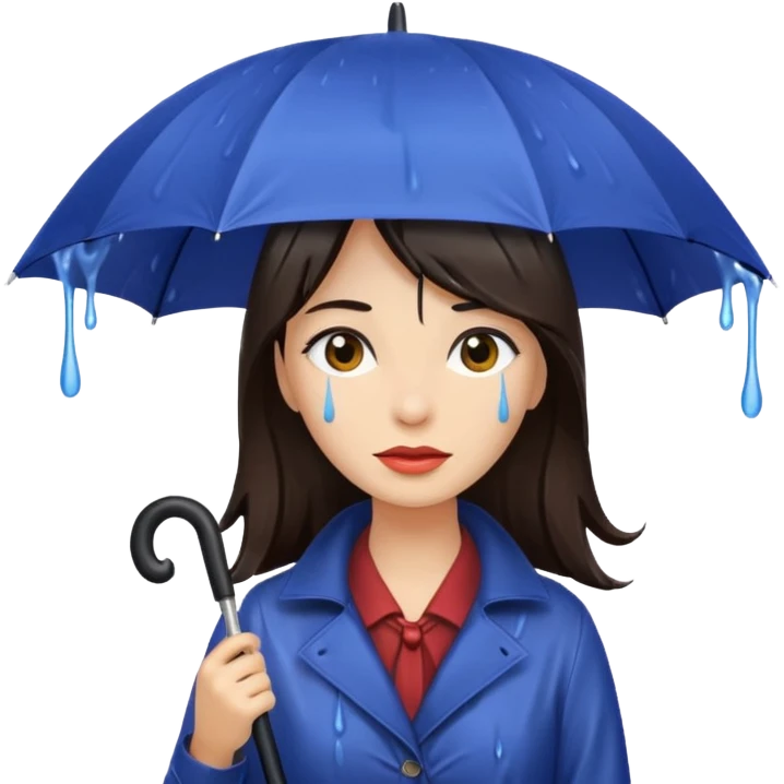 she getting wet (umbrella, dripping dark hair) emoji