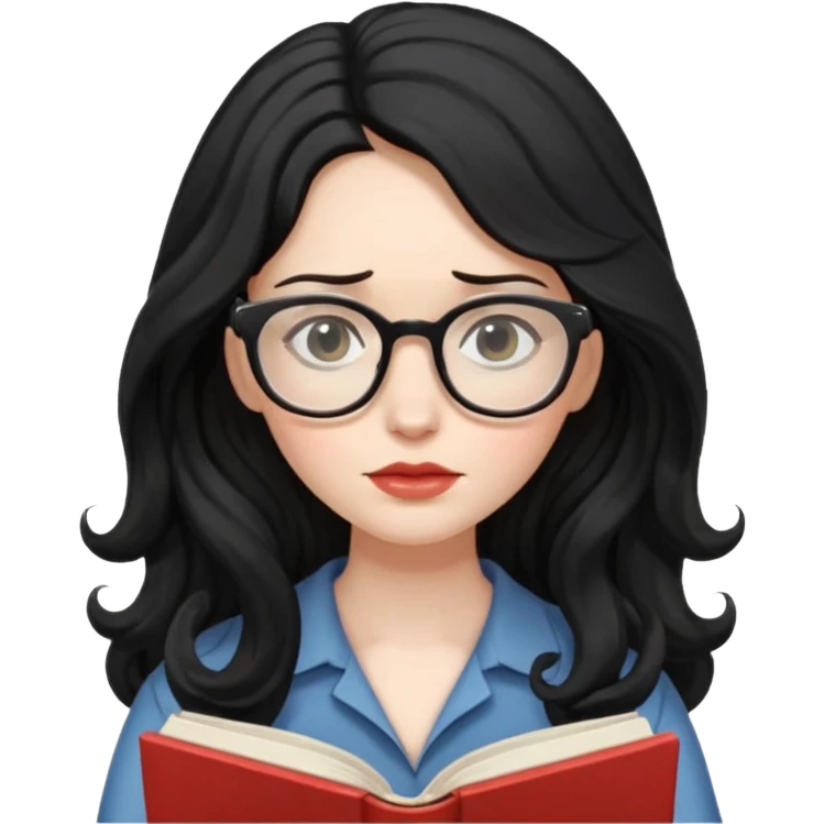 Long Hair Women with Book, Black wavy hair, sad

 emoji