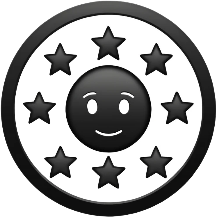 Can u make a emoji with 15 stars in a circle no face no nothin just lines and nothing in the middle and the stars have nothing it in too just lines black and white no face  emoji