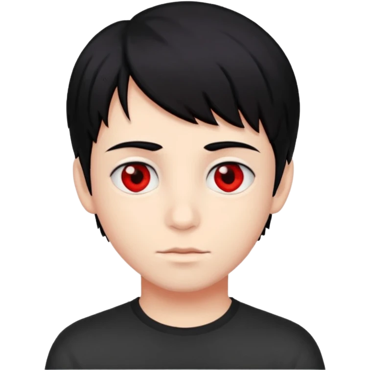 Black hair with red eye boy emoji