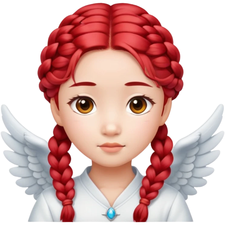 Cute Asian angel with red braided hair and oval face emoji