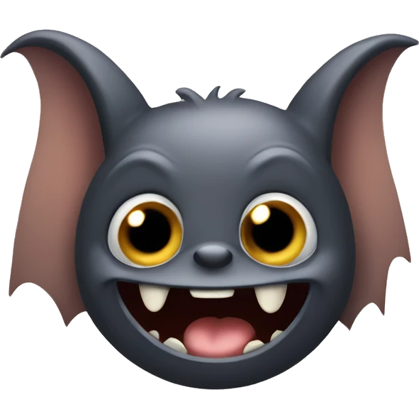 Mischievous bat giggling and hiding something  emoji