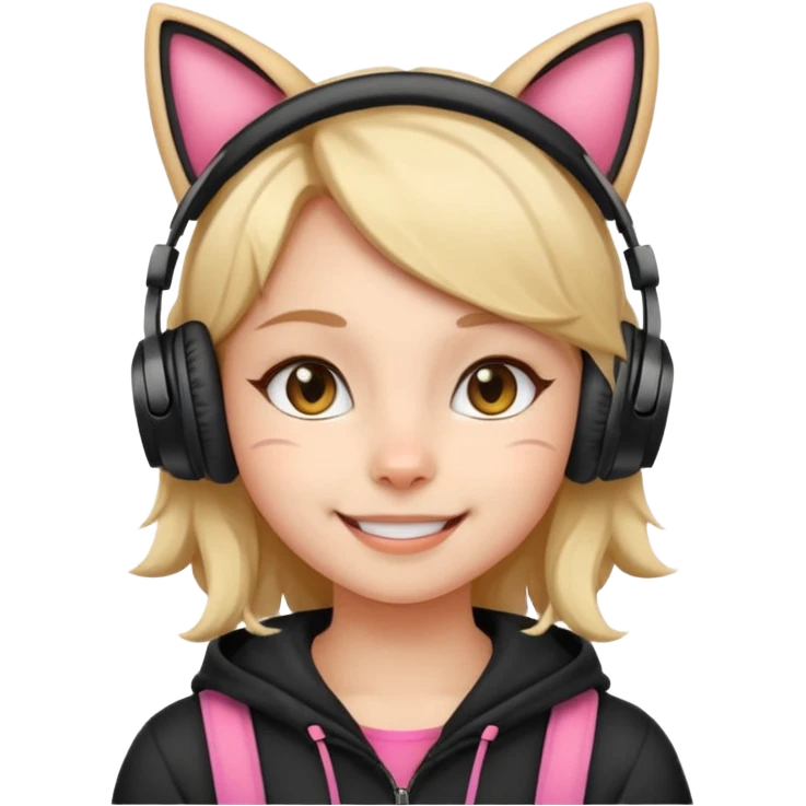 streamer girl with cat ears headphones emoji