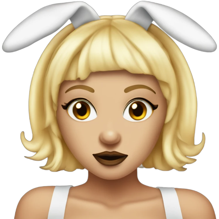 Creepy Blonde Go-go dancer light face Enid Sinclair wearing big floppy bunny ears  emoji