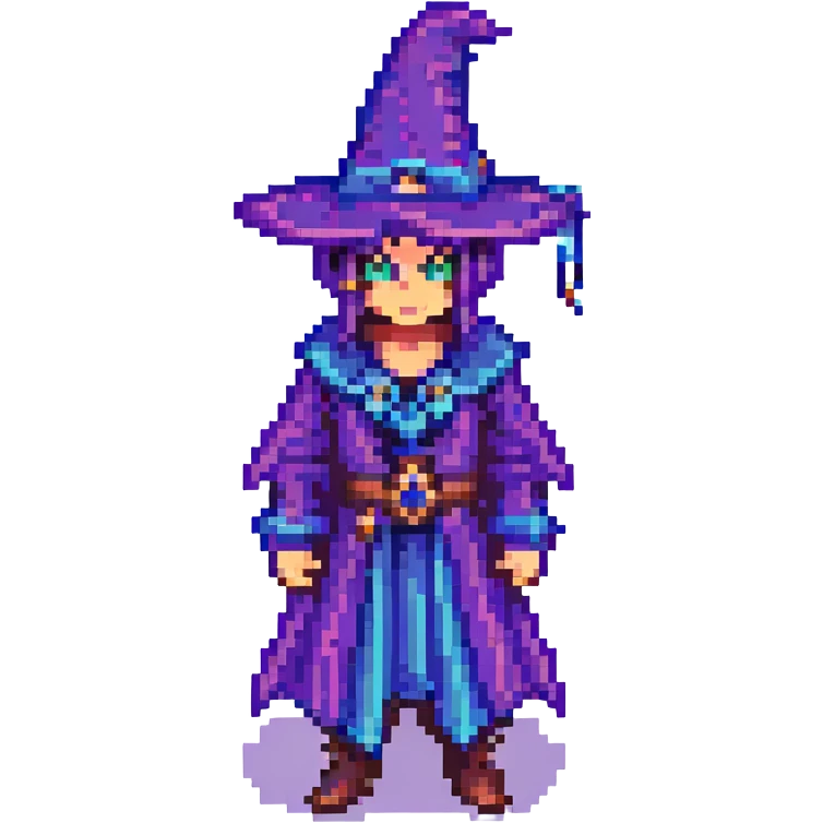 Dark Magician from Yu-Gi-Oh! pixel art style emoji