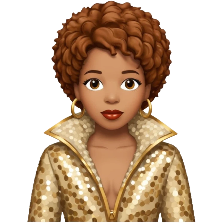 Macy Gray with brown hair, ivory sequin outfit emoji