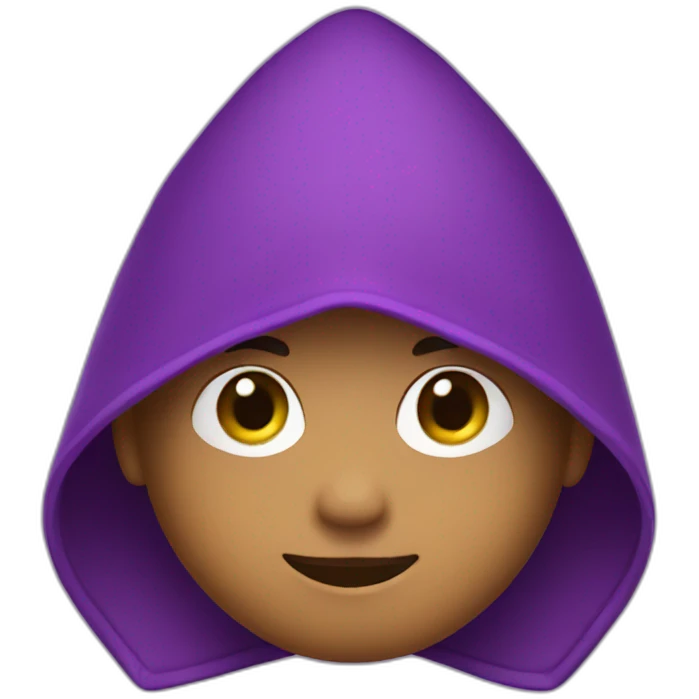 boy with a purple triangular hood style hat emoji