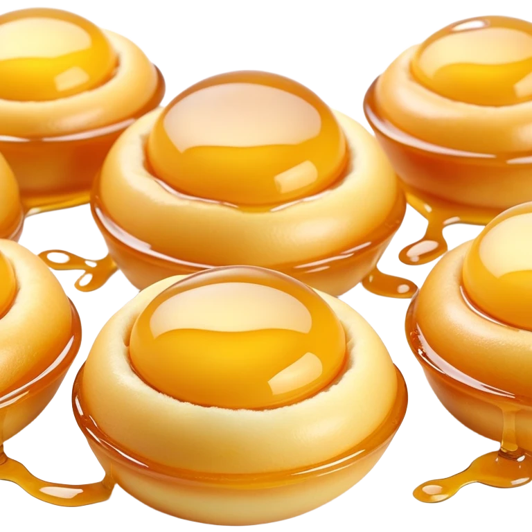 3D rendered authentic Hong Kong egg puffs (港式鸡蛋仔) with honey drizzle, golden color with shiny honey, hyper-realistic egg-shaped bubbles, glossy candy-like finish, detailed texture emoji