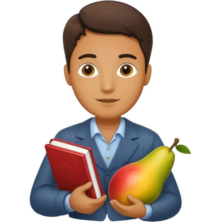 man holding book and mango emoji