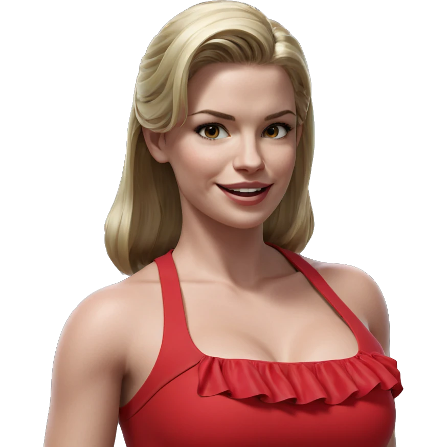 blonde girl in red dress emoji