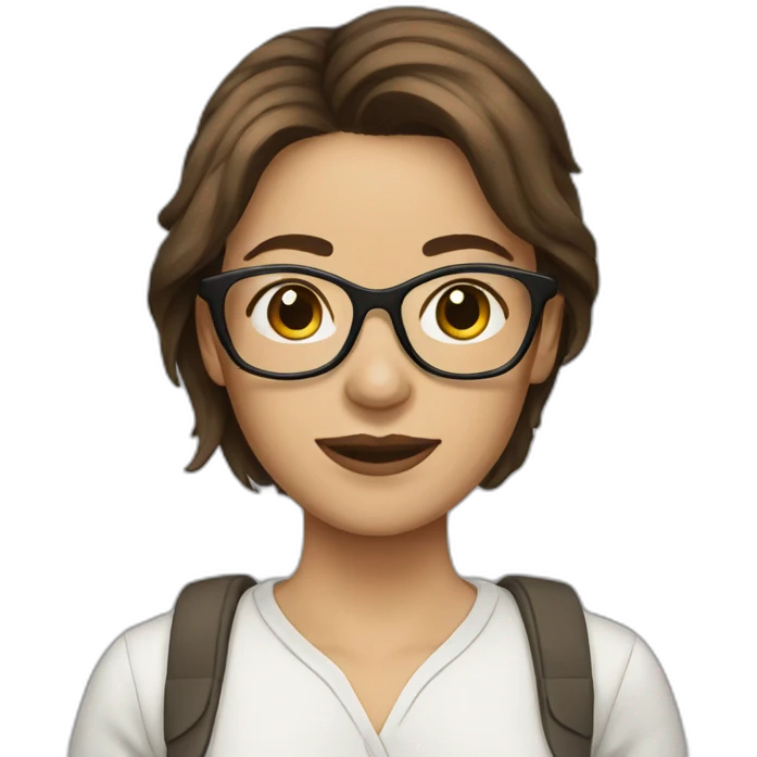 woman with medium brown hair and glasses emoji