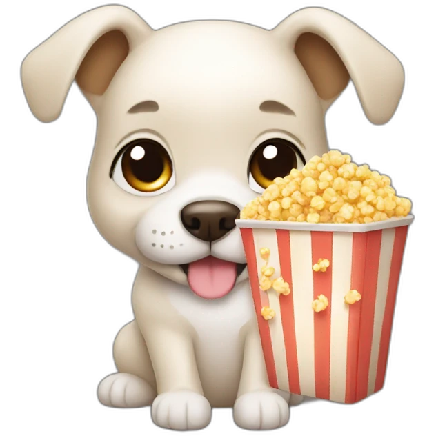 cute dog with popcorn emoji