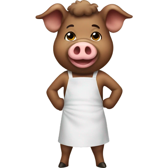 brown pig with afro and apron emoji