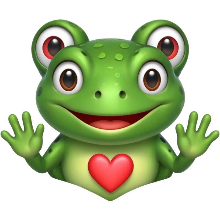 Frog wave with heart eyes emoji