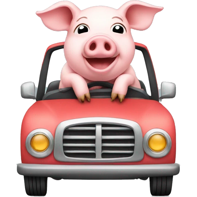 Pig driving car emoji