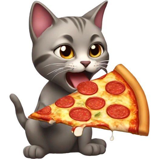 Cat eating pizza emoji