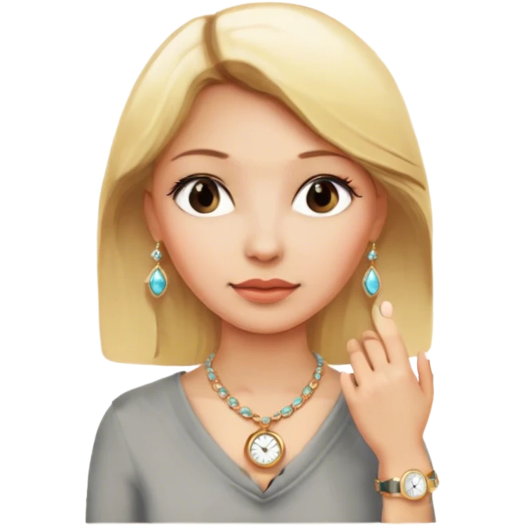 blonde with jewelry and watch emoji