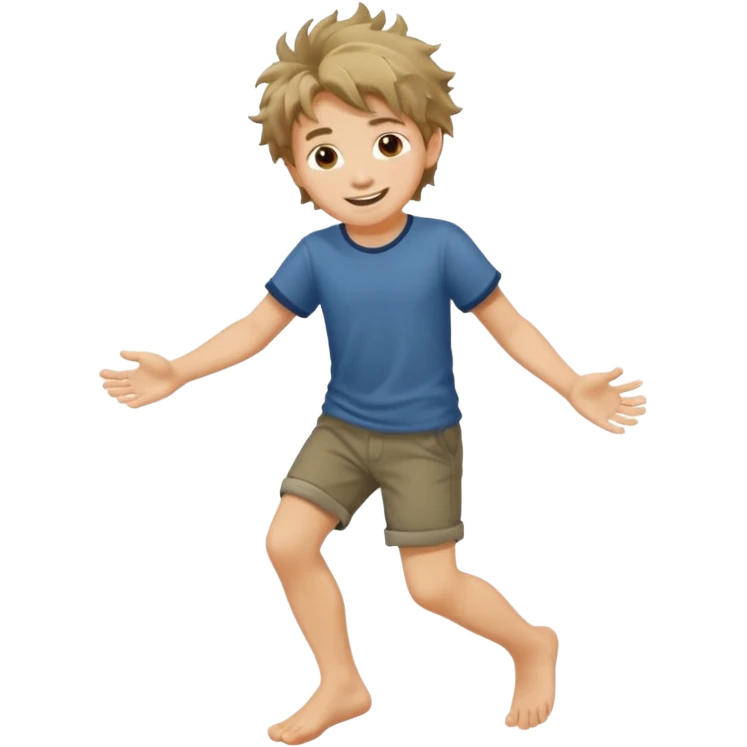 barefooted boy with messy hair emoji