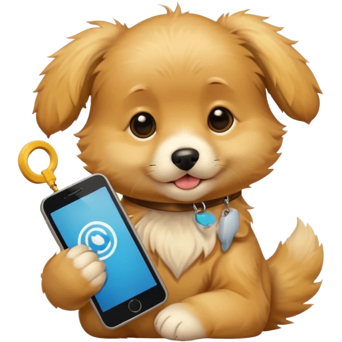 puppy with phone emoji