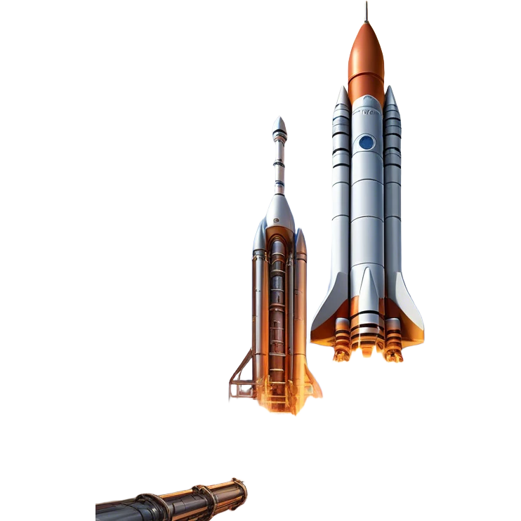  Cinematic Realistic Rocket Launch – A powerful, fiery scene of a massive rocket lifting off, its engines producing a bright, billowing inferno. The metallic body gleams in the sunlight, with intricate paneling and realistic textures bringing out its engineering marvel. Thick clouds of smoke and steam rise as it ascends into the sky. emoji
