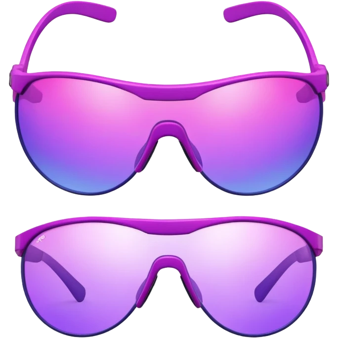 pink and purple two-tone shield visor glasses, color transition, Y2K style emoji