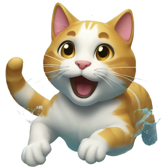 a cat who jumping in a pool emoji