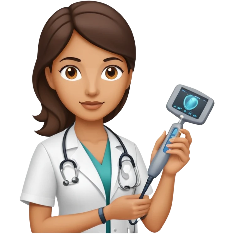 Woman physician holding an ultrasound probe emoji