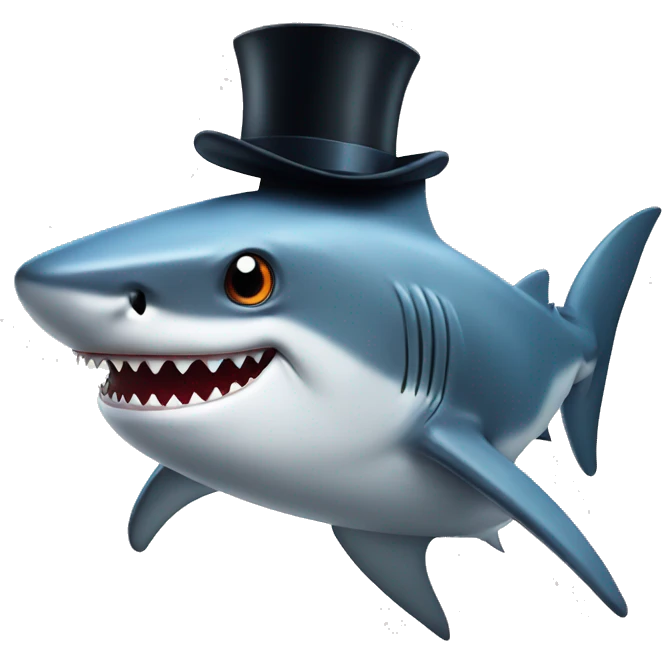 Shark with a top hat emoji