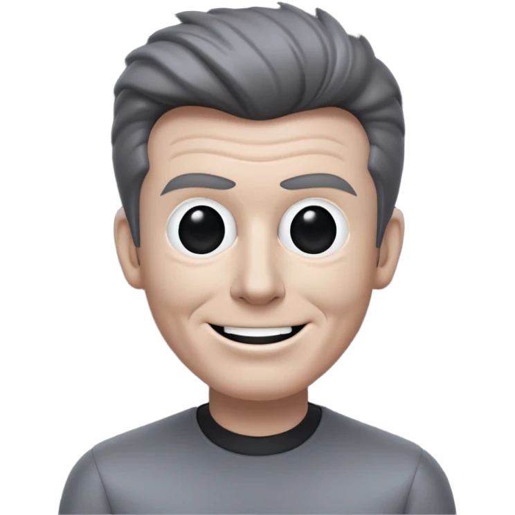 Rick Astley but he has a gray entity head where the entity has no eyes and the smile is black and he has a cut between his left eye and his clothes are gray and the background is pitch black emoji