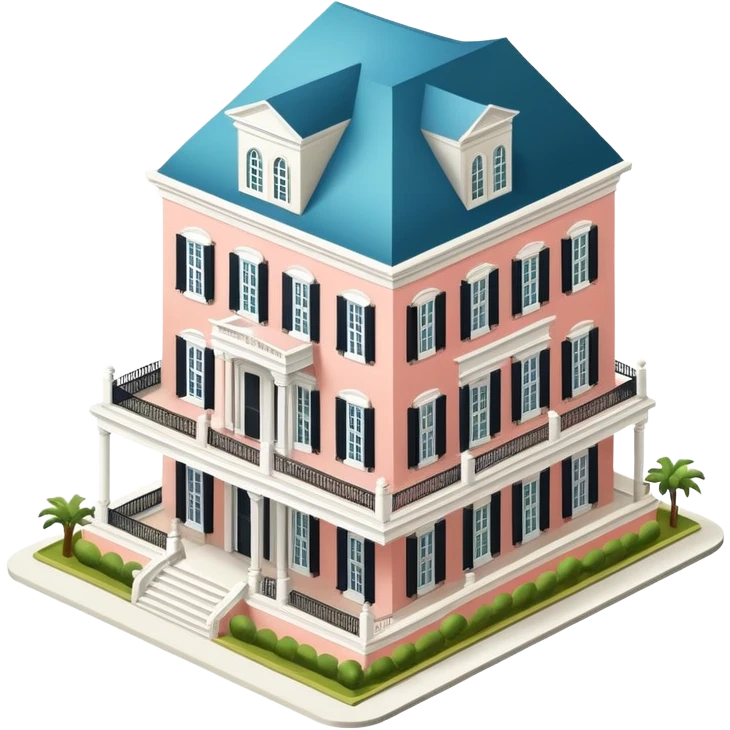New Orleans mansion, isometric dollhouse-style, realistic emoji