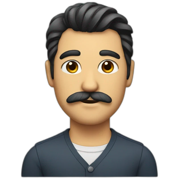 A man with side bangs and a brush moustache  emoji
