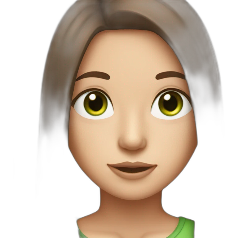 long straight brown hair girl with green eyes and freckles from head to chest emoji