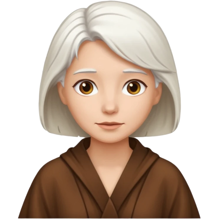 white haired woman in brown robe emoji
