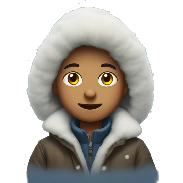 boy in snowy coat portrait emoji